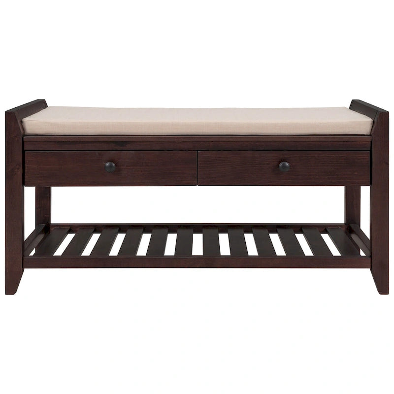 Entryway Storage Bench with Drawers and Shoe Shelf