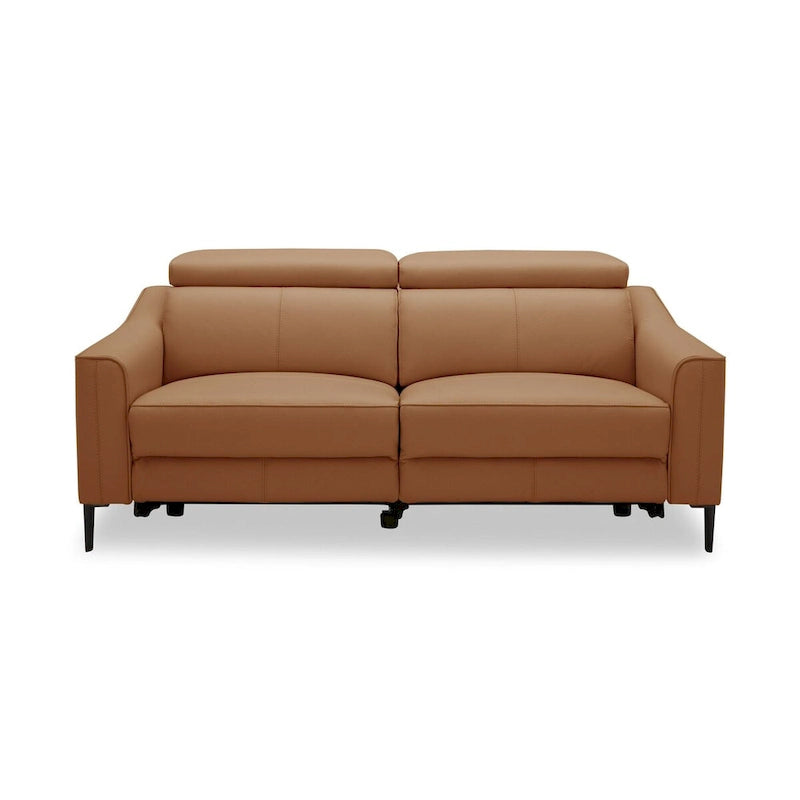 Ledersofa in Camel mit elektrischer Relaxfunktion und zwei Relaxsesseln