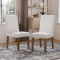 Chaise de salle à manger rustique en tissu rembourré ivoire
