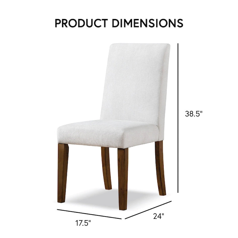 Chaise de salle à manger rustique en tissu rembourré ivoire