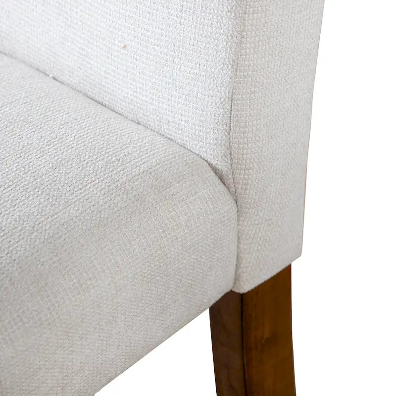 Chaise de salle à manger rustique en tissu rembourré ivoire