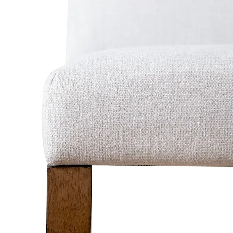 Chaise de salle à manger rustique en tissu rembourré ivoire