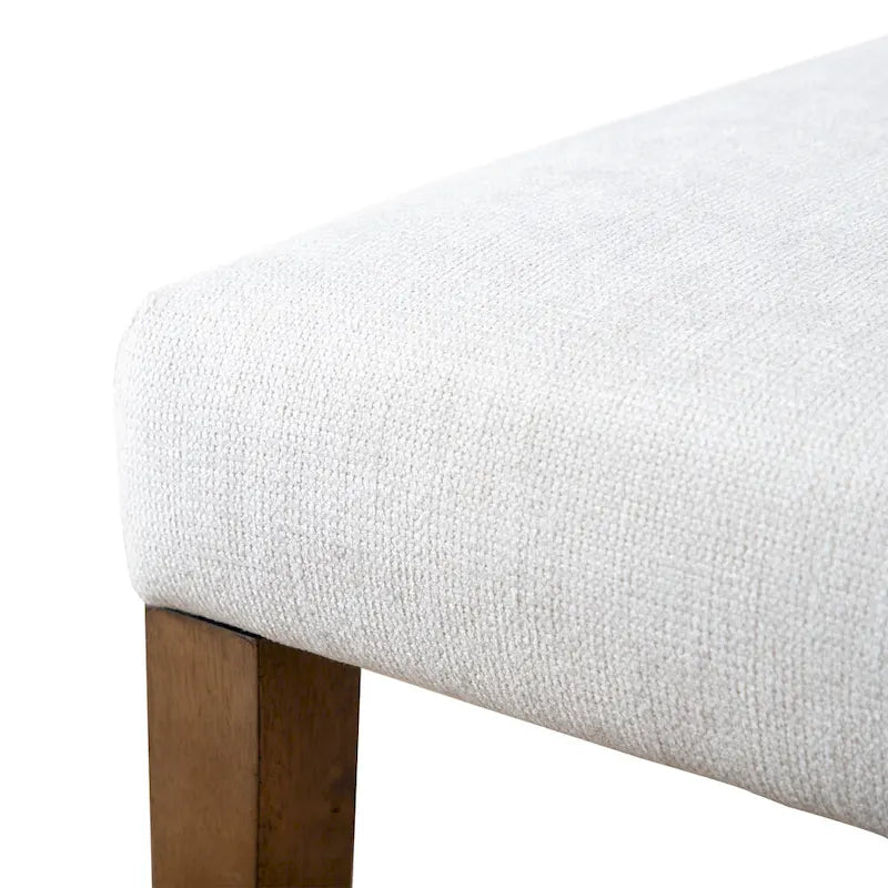 Chaise de salle à manger rustique en tissu rembourré ivoire