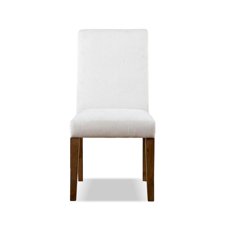 Chaise de salle à manger rustique en tissu rembourré ivoire