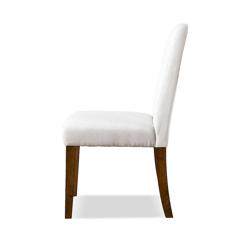 Chaise de salle à manger rustique en tissu rembourré ivoire