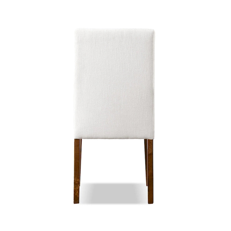 Chaise de salle à manger rustique en tissu rembourré ivoire