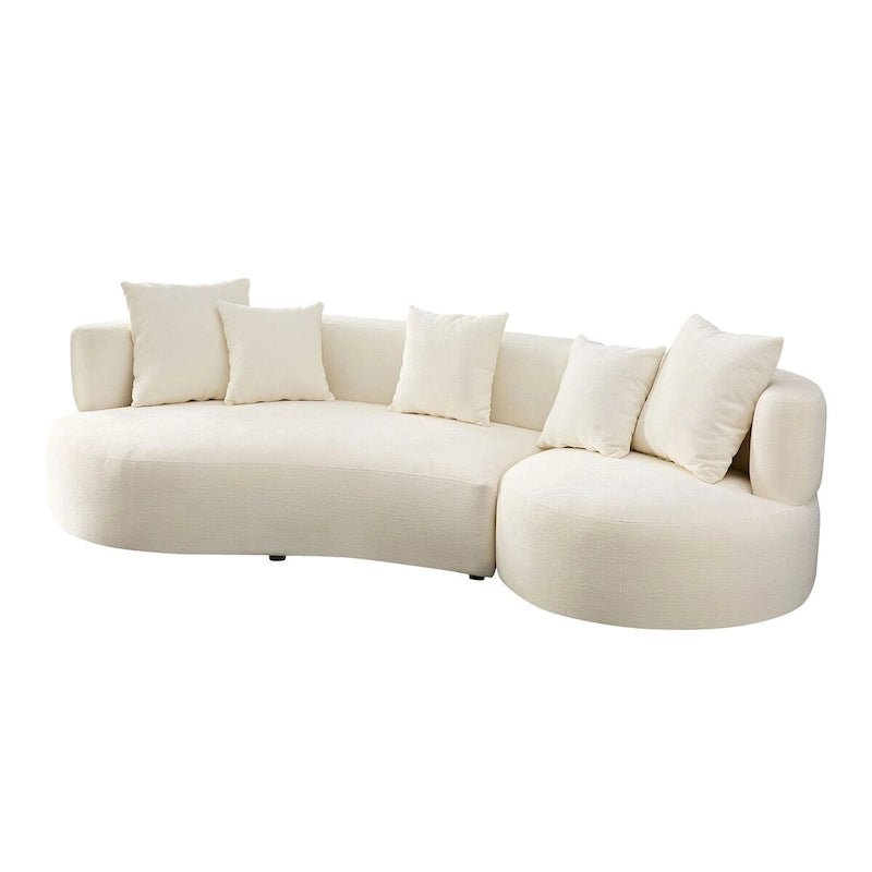 Modernes geschwungenes, drehbares Ecksofa, 360° schwenkbar, bequemes gepolstertes 4-Sitzer-Sofa