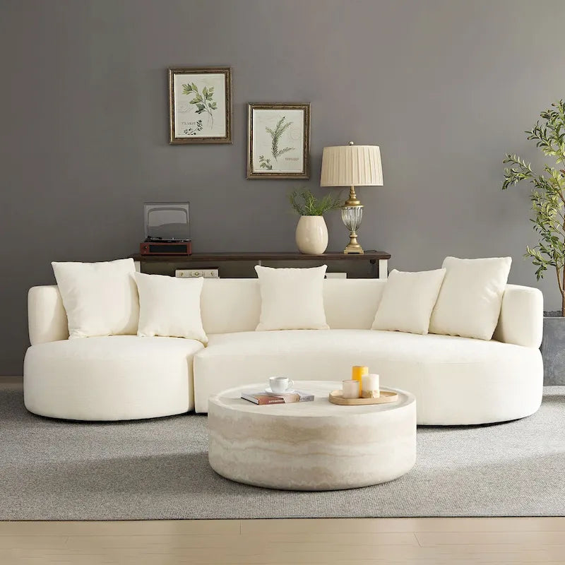 Modernes geschwungenes, drehbares Ecksofa, 360° schwenkbar, bequemes gepolstertes 4-Sitzer-Sofa
