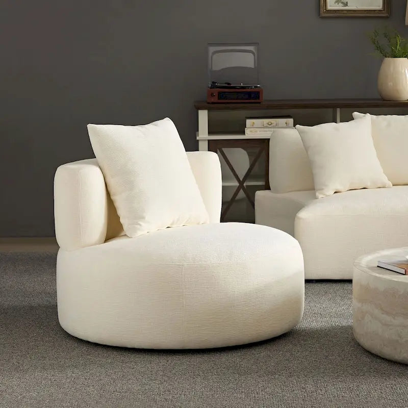 Modernes geschwungenes, drehbares Ecksofa, 360° schwenkbar, bequemes gepolstertes 4-Sitzer-Sofa