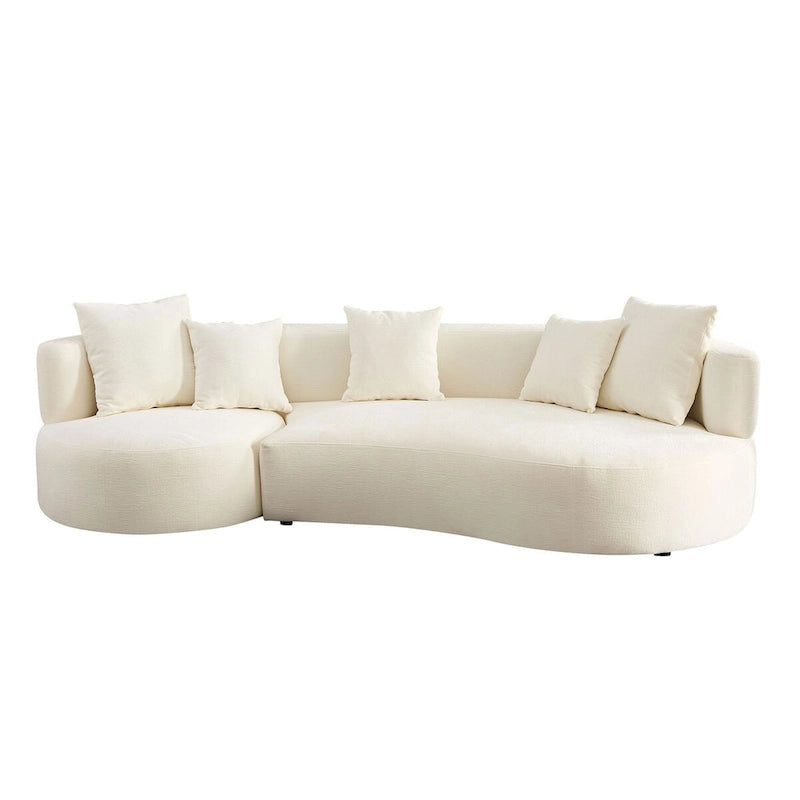 Modernes geschwungenes, drehbares Ecksofa, 360° schwenkbar, bequemes gepolstertes 4-Sitzer-Sofa
