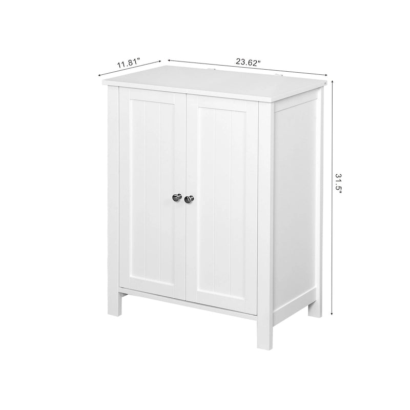 Meuble de rangement de salle de bains blanc à poser au sol, avec deux portes