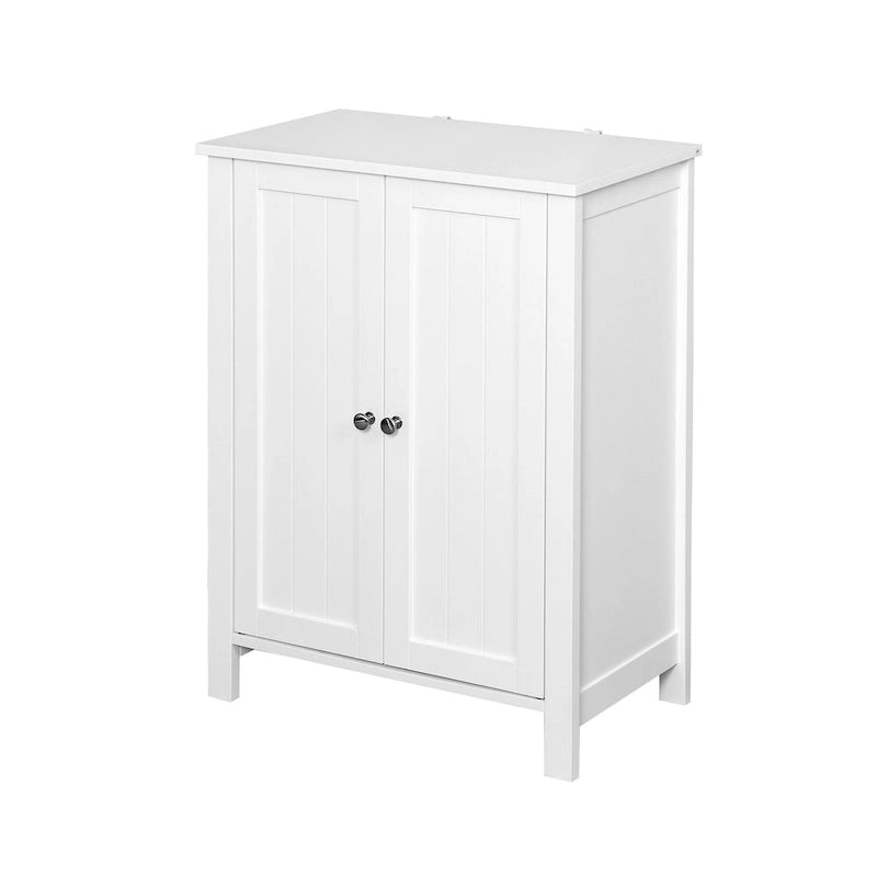 Meuble de rangement de salle de bains blanc à poser au sol, avec deux portes
