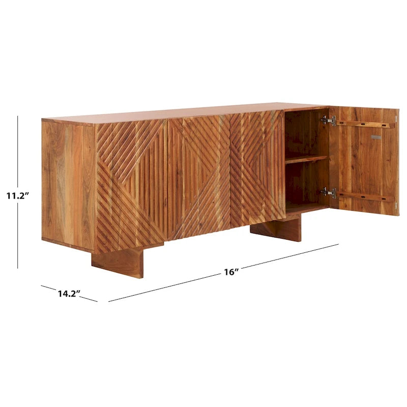 4-Door Acacia Wood Sideboard - 68" W x 18" D x 30" H