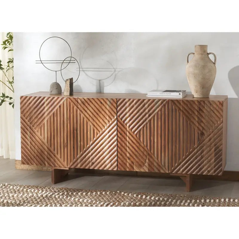 4-Door Acacia Wood Sideboard - 68" W x 18" D x 30" H