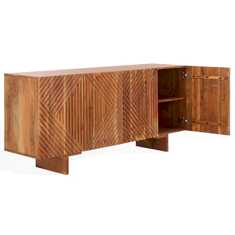 4-Door Acacia Wood Sideboard - 68" W x 18" D x 30" H